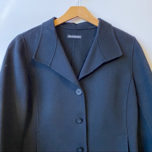 Alexandra Bartlett 100% Wool Collared Black Jacket Pockets Women's Size Medium - Picture 2 of 7